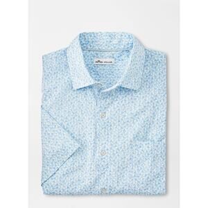Peter Millar Small Sunshade Cotton-Stretch Sport Shirt Island Blue  $145 NWT